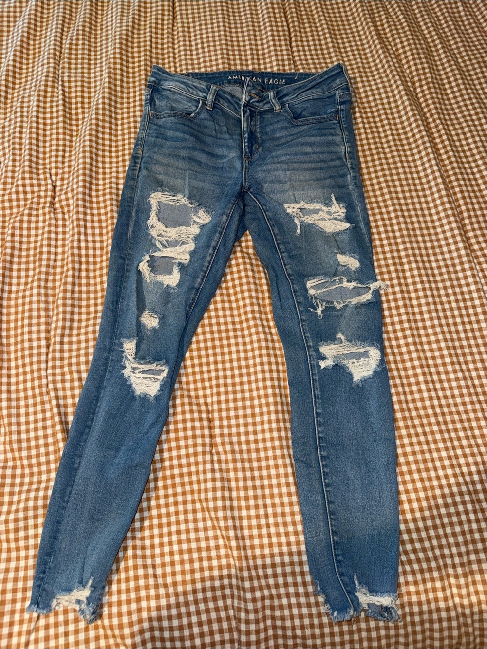 American Eagle Outfitters Blue Ripped Skinny Jeans